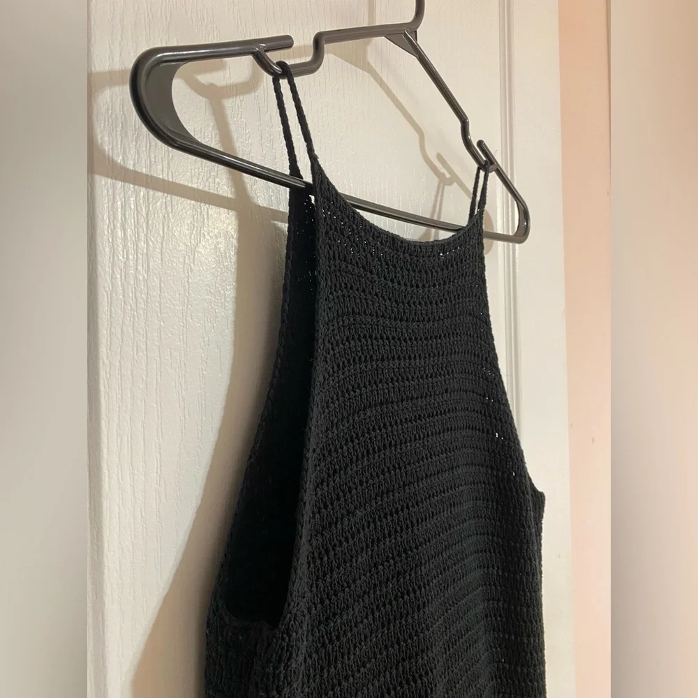 Banana Republic Knit Cotton Beachy Spaghetti Strap Mini Black Dress Size Small - Picture 5 of 7